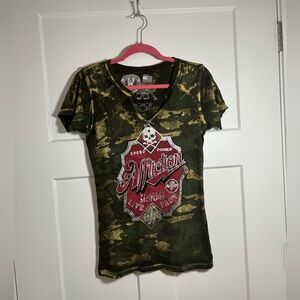 Small Affliction camo skull t shirt